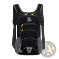 Black lelki hydration backpack with gray mesh panels and yellow zipper pulls for lightweight outdoor cycling use
