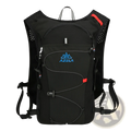 Black azela hydration backpack lightweight running vest 20l with red accents and a blue logo designed for endurance use