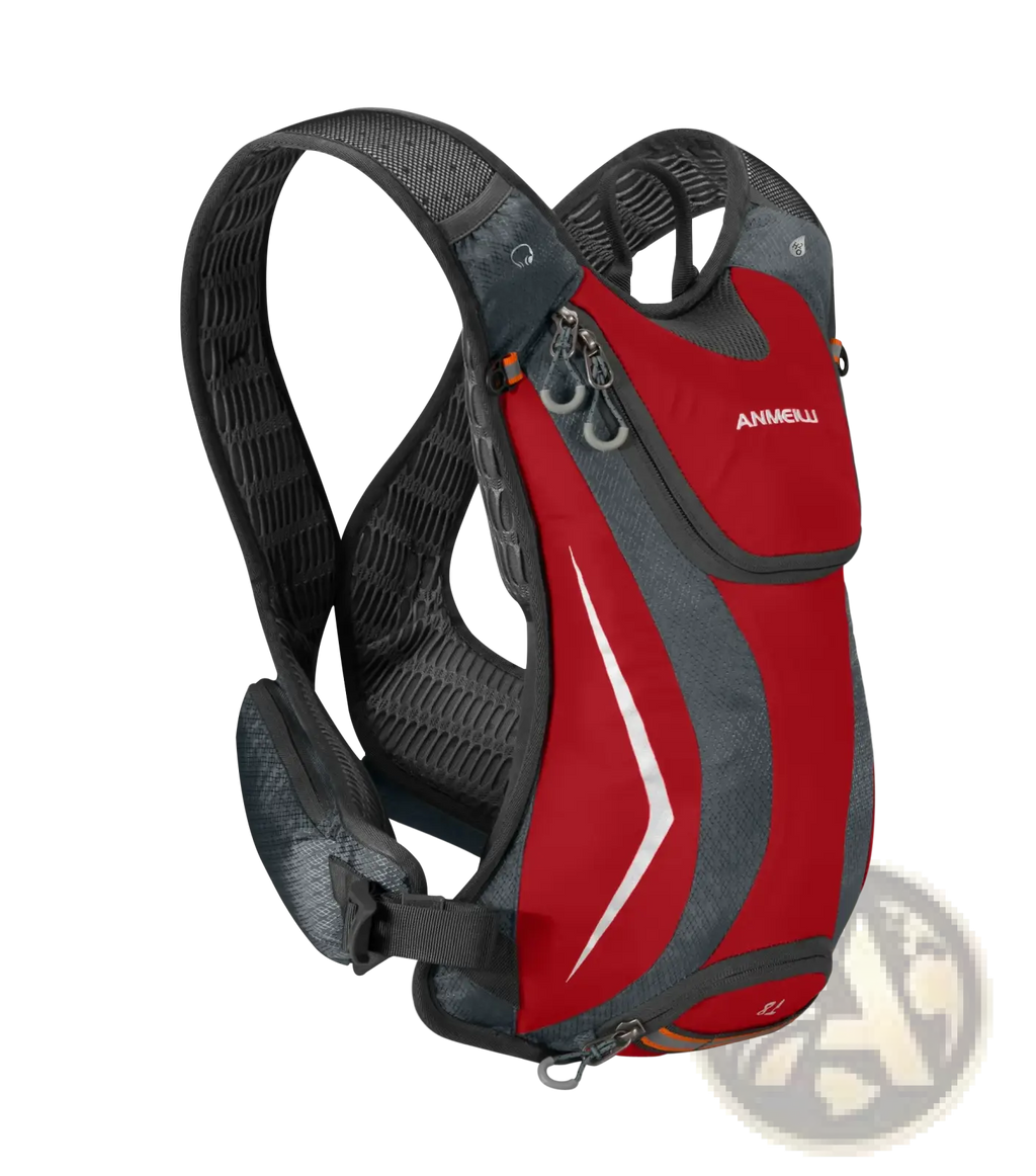 Red and gray anmerli hydration backpack with white accent stripes lightweight running vest water bag for outdoor use