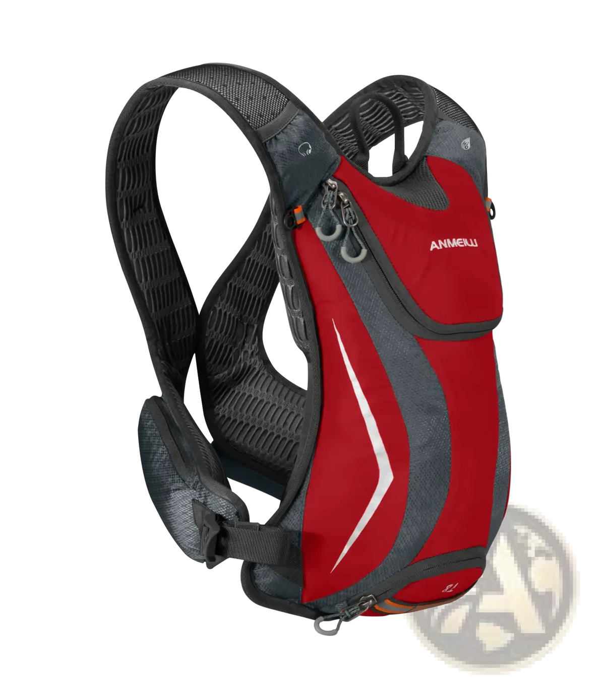 Red and gray anmerli hydration backpack with white accent stripes lightweight running vest water bag for outdoor use