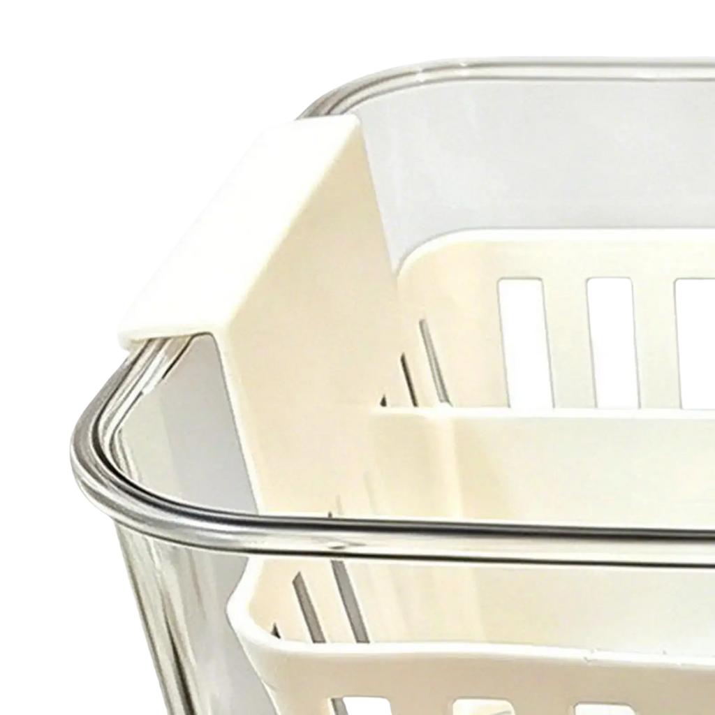 Cream-colored plastic hydroponic flower pot with clear glass rim and vertical slotted design net pots planter