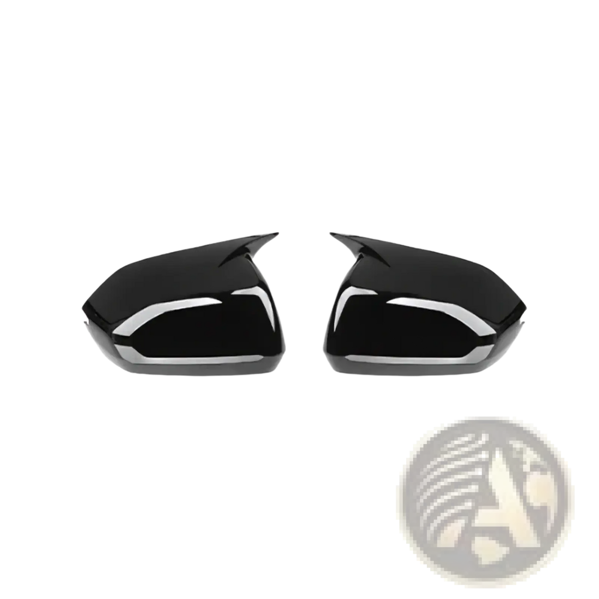 Black glossy aerodynamic side mirror covers for Hyundai Palisade led mirrors 2020-2025 shown from back side