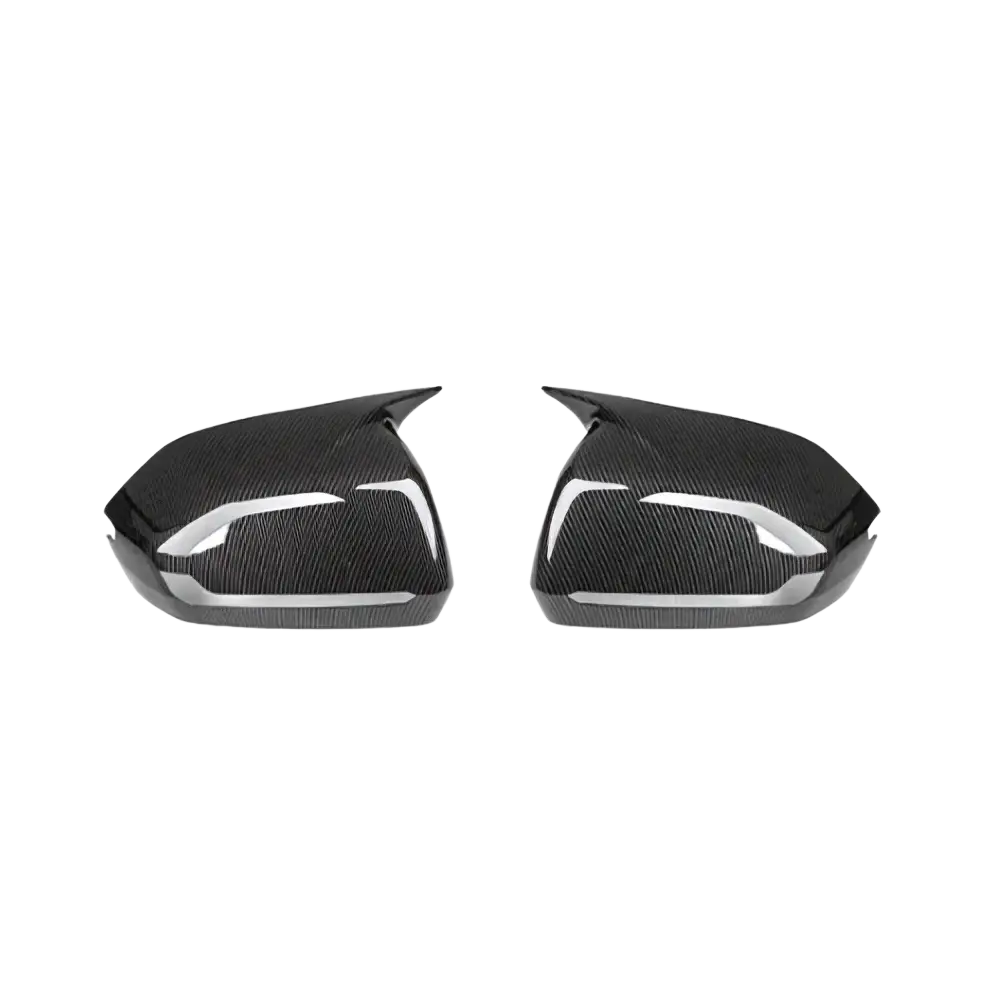 Black carbon fiber hyundai palisade led side mirror covers 2020-2025 with glossy finish and silver accent trim
