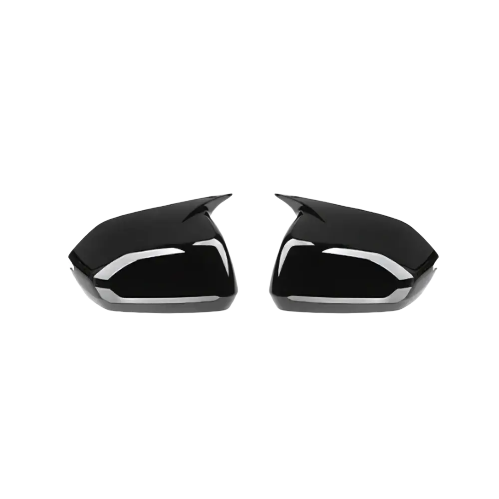 Black glossy aerodynamic side mirror covers for Hyundai Palisade led mirrors 2020-2025 shown from back side