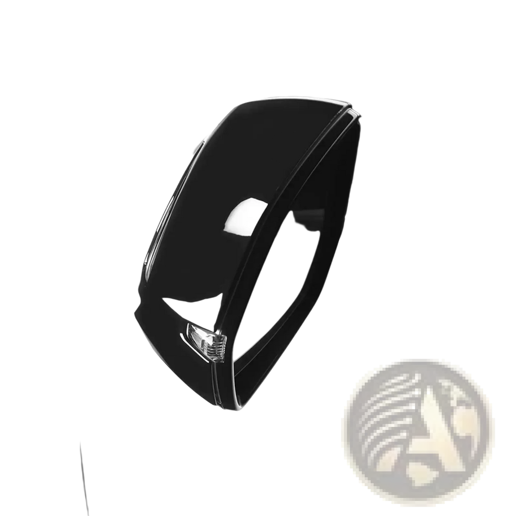 Black glossy plastic side mirror cover for Hyundai Palisade led mirror covers 2020-2025 shown from the back side