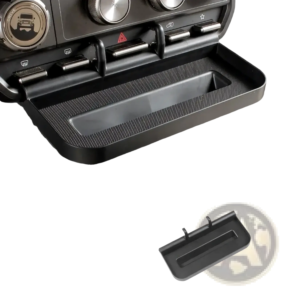 Black plastic icar v23 center console organizer tray with textured surface and integrated storage tray