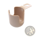 Beige plastic cup holder with curved open-top design and integrated handle for easy attachment in icar v23 center console organizer tray
