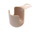 Beige plastic cup holder with curved open-top design and integrated handle for easy attachment in icar v23 center console organizer tray