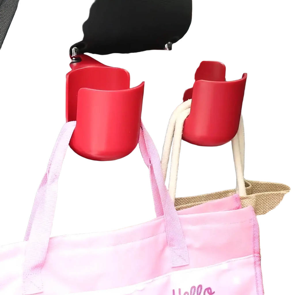 Red plastic car headrest cup holders with sleek curved design for icar v23 center console organizer tray