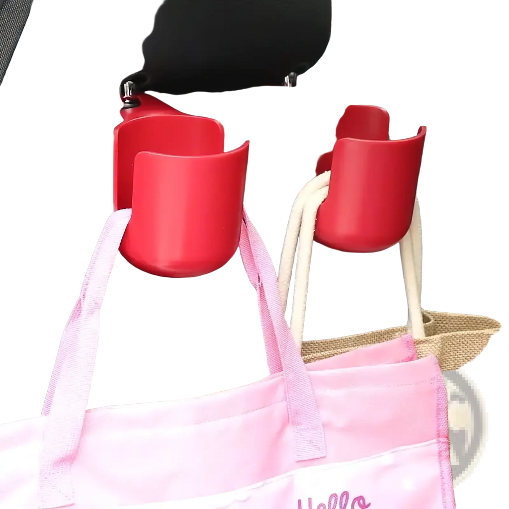 Red plastic car headrest cup holders with sleek curved design for icar v23 center console organizer tray