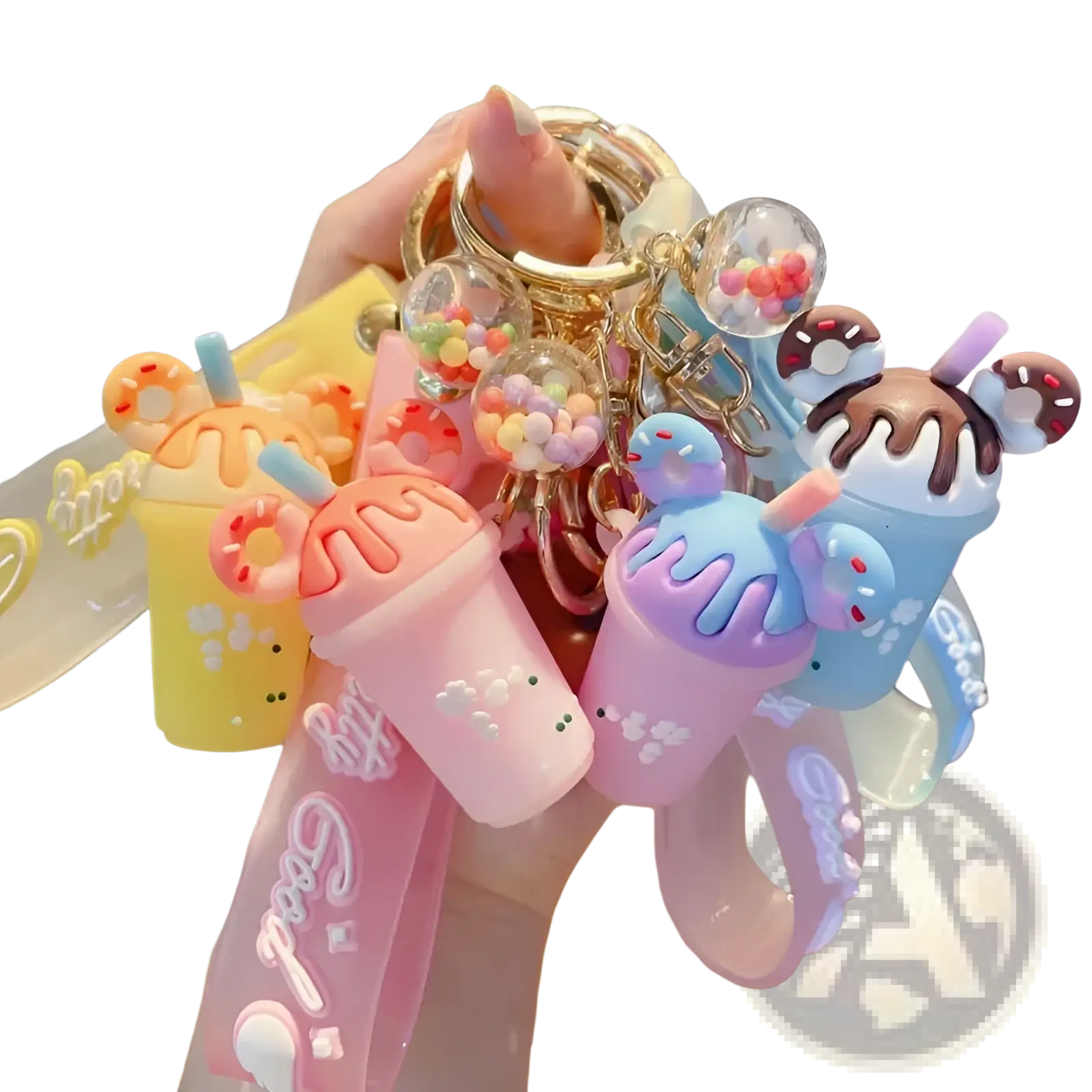 A collection of colorful silicone ice cream keychains with pastel hues and playful personalized pvc hangers