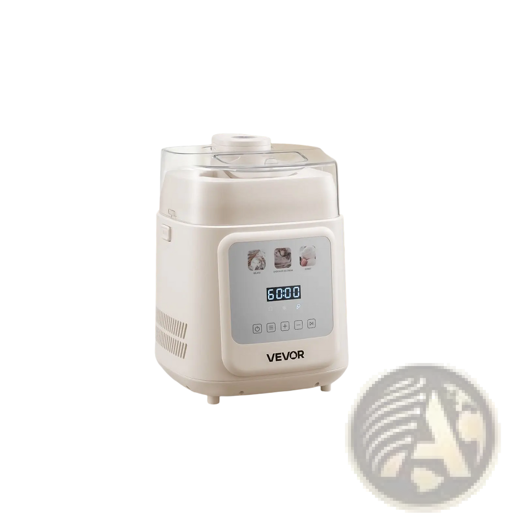 White vevor ice cream maker with compressor 1 quart capacity 4 in 1 design digital display and transparent lid