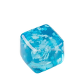 A translucent blue ice cubes slow rising sensory fidget toy shaped like a cube with white snowflake patterns