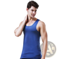 A sleek royal blue ice silk seamless men fitness tank top with a smooth form-fitting sleeveless design