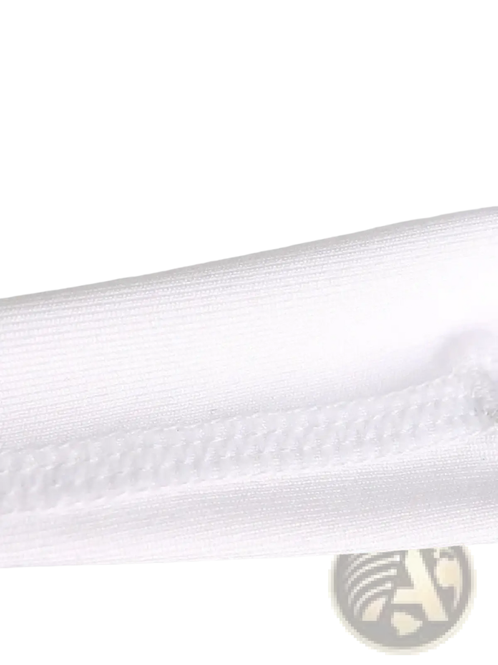 White ribbed ice silk seamless men fitness tank top fabric with subtle sheen and visible edge stitching