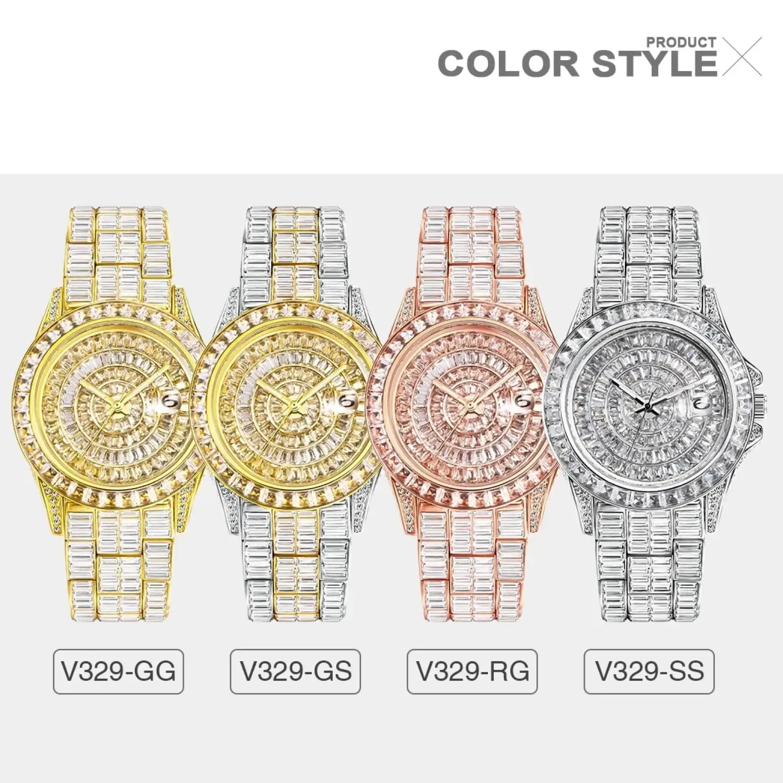 Iced out men luxury diamond watch collection in gold silver rose gold and stainless steel finishes with diamond accents