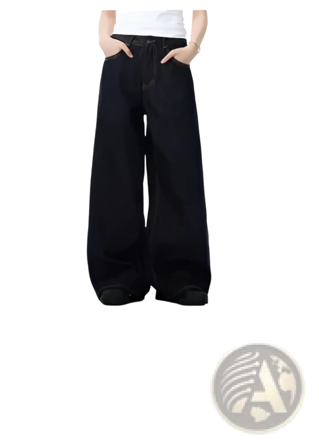Iefb camouflage wide leg denim jeans in black with a relaxed fit and classic stitching made of durable denim