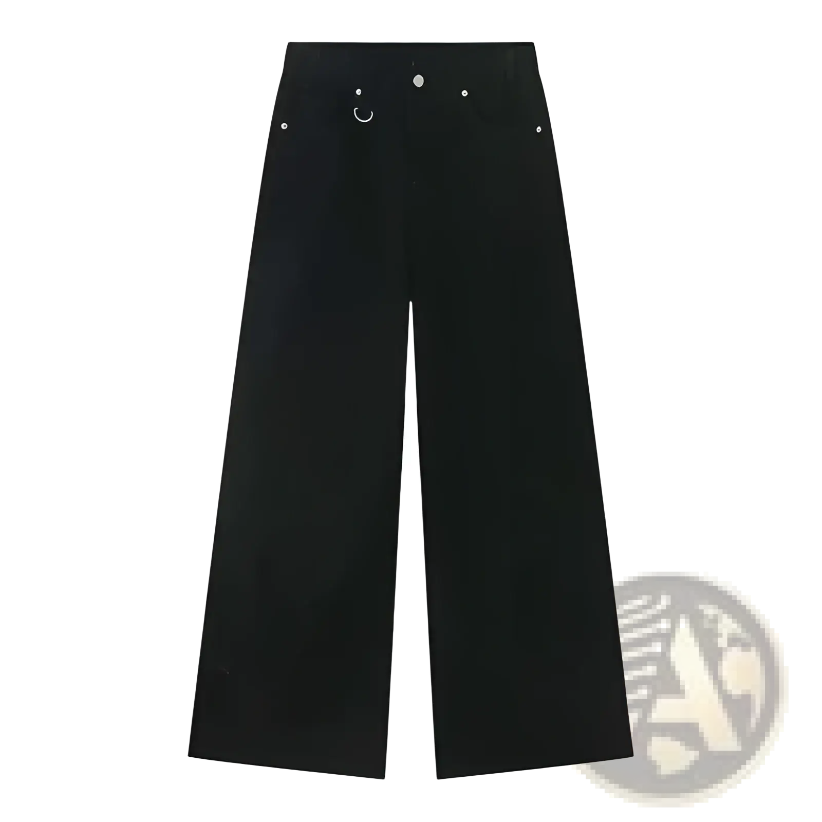 Black Iefb camouflage wide leg denim jeans with silver toned metal hardware at the waistband