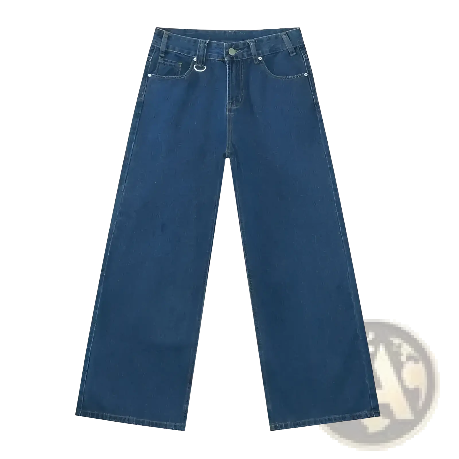 Iefb camouflage wide leg denim jeans in dark blue with subtle stitching details and wide leg cut made of denim material