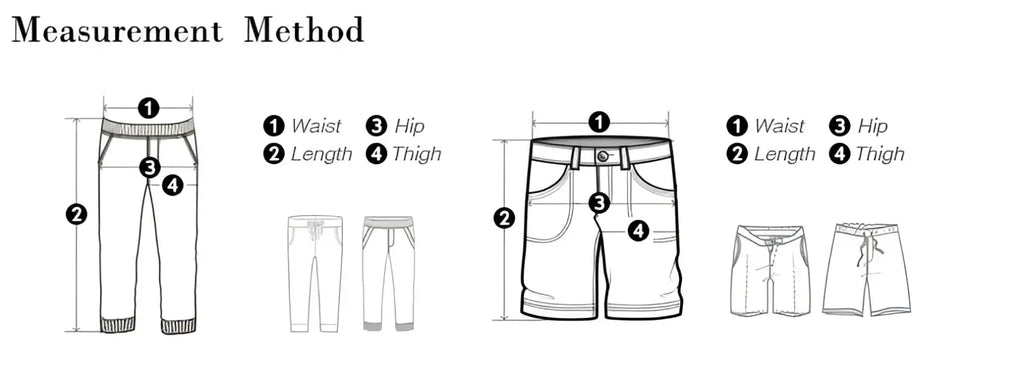 Diagram illustrating measurement methods for Iefb camouflage wide leg denim jeans with waist hip length and thigh dimensions