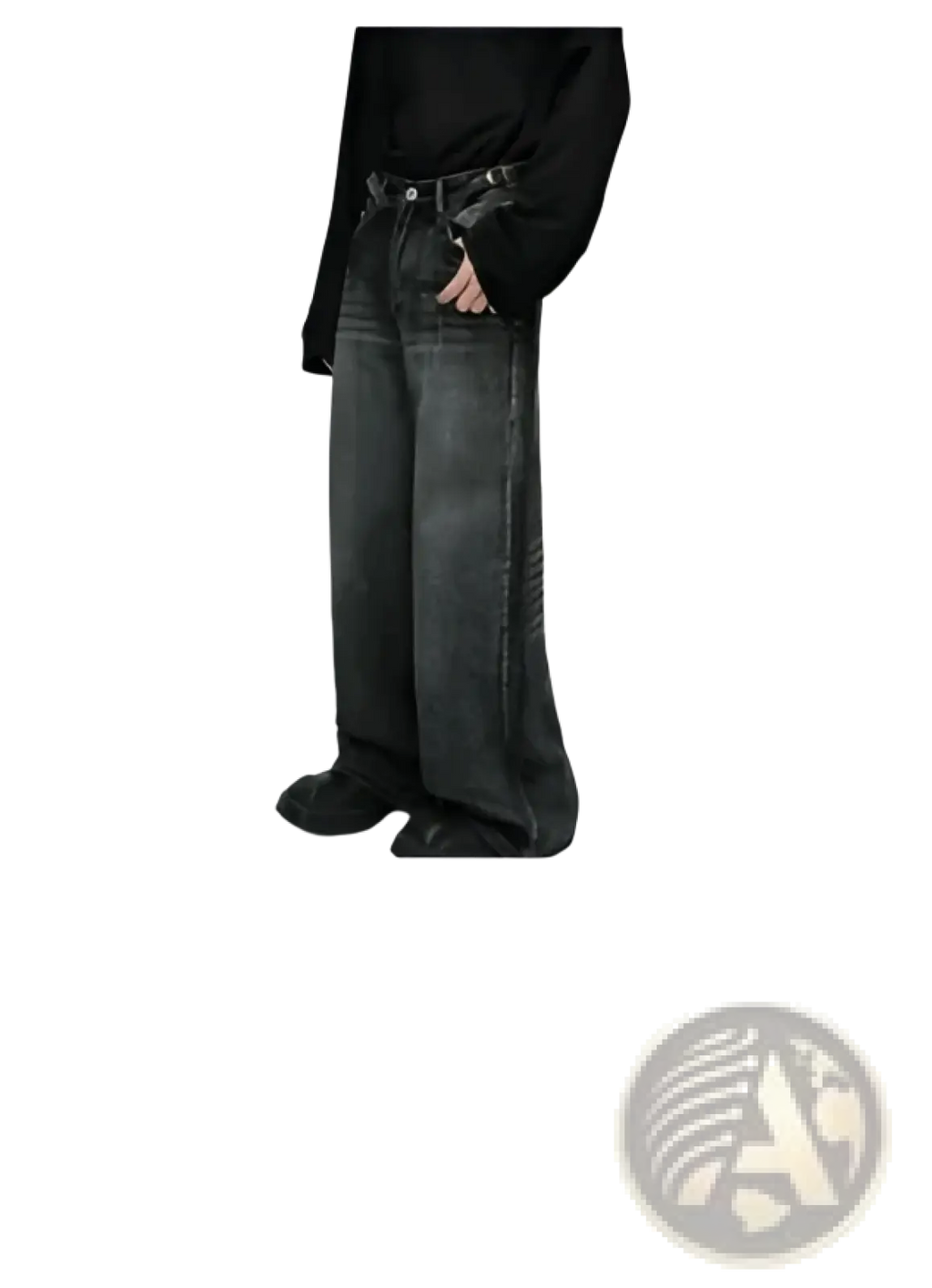 Iefb men black vintage wide leg jeans in distressed faded denim showcasing a stylish casual design