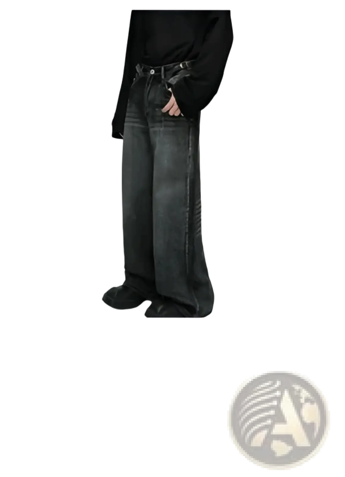 Iefb men black vintage wide leg jeans in distressed faded denim showcasing a stylish casual design