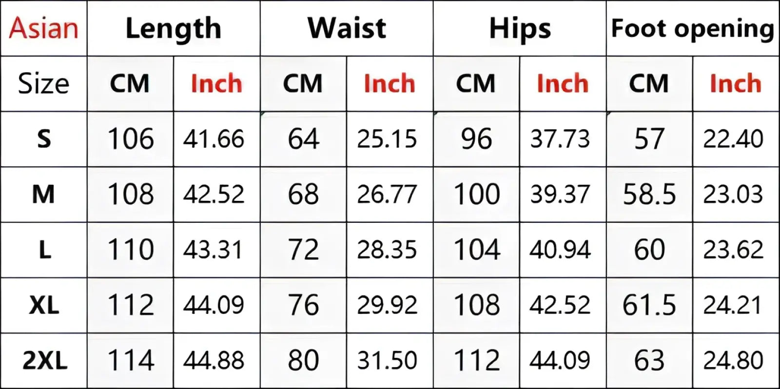 Size chart for iefb men black vintage wide leg jeans asian fit showing measurements in cm and inches s to 2xl