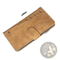 Tan faux leather iiif150 air1 ultra x leather wallet case with stitched edges and flap closure designed for durability