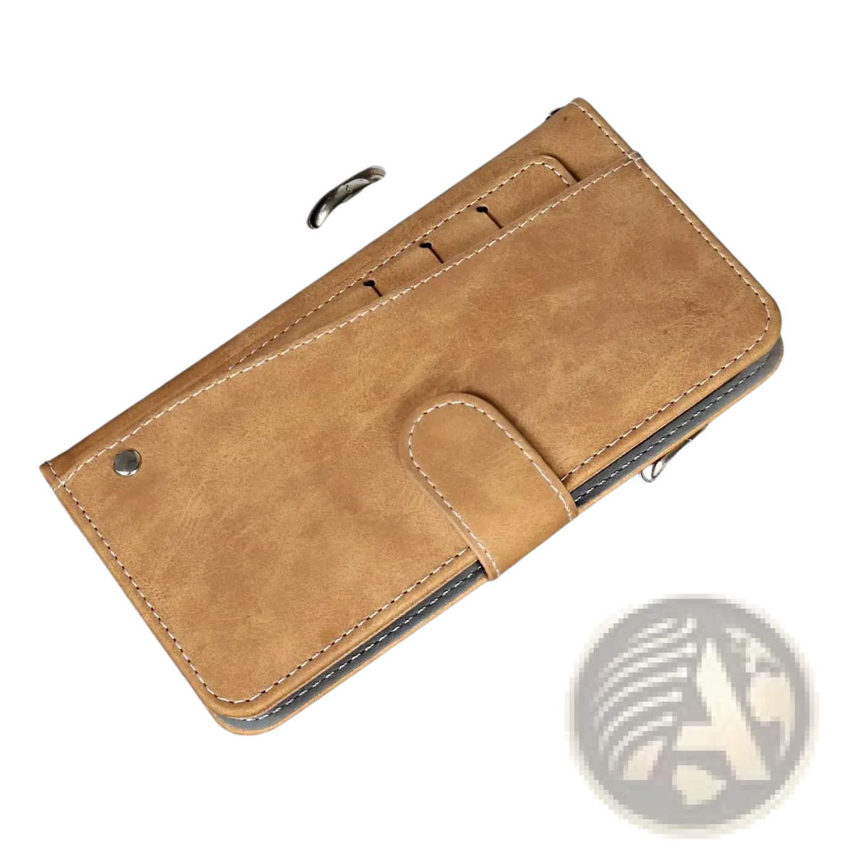 Tan faux leather iiif150 air1 ultra x leather wallet case with stitched edges and flap closure designed for durability