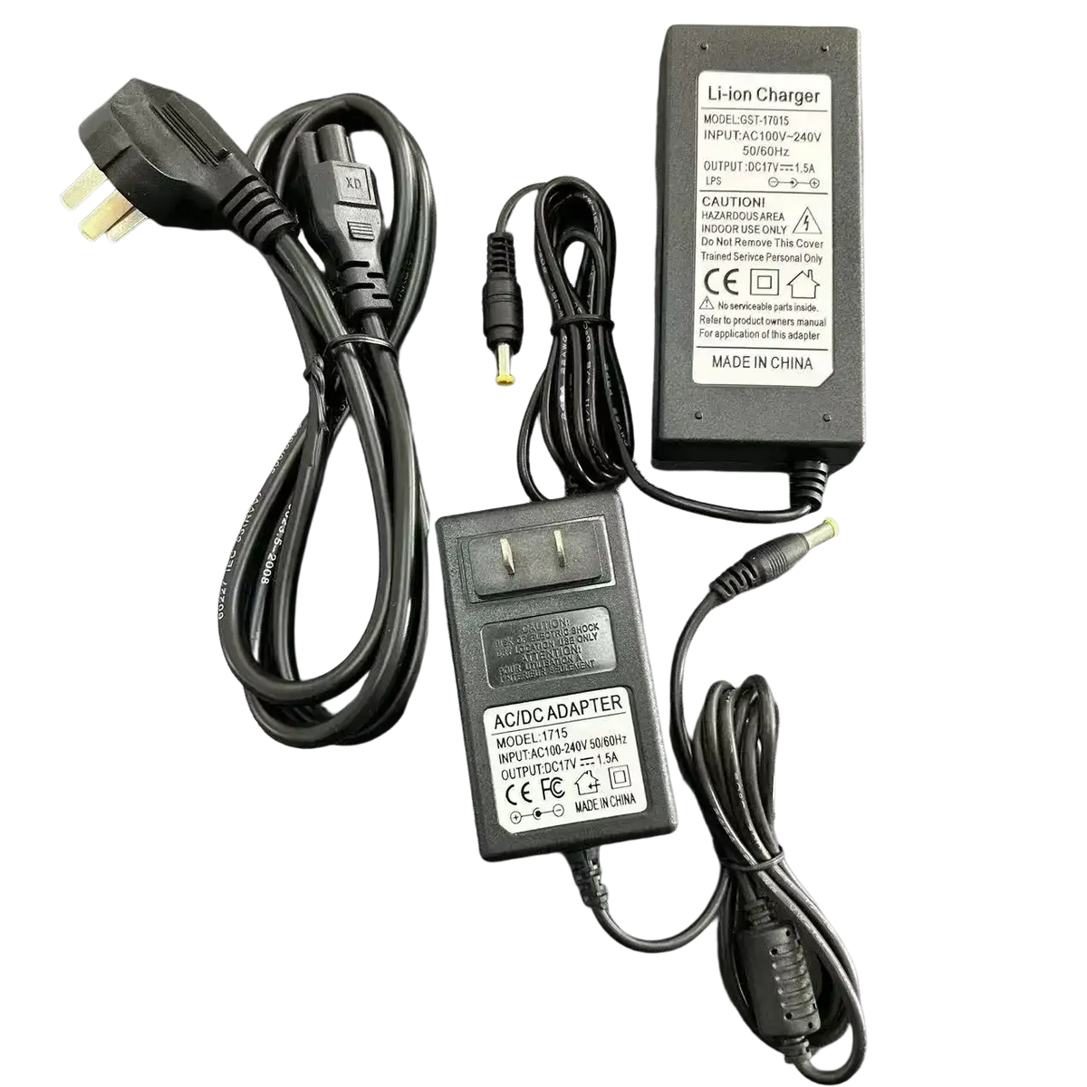 Black plastic ilsintech swift kf4a li-ion charger and ac dc adapter with coiled black cords for efficient charging