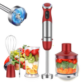 Red and silver teker immersion blender 1000w 5-in-1 handheld set with sleek ergonomic design for versatile blending tasks