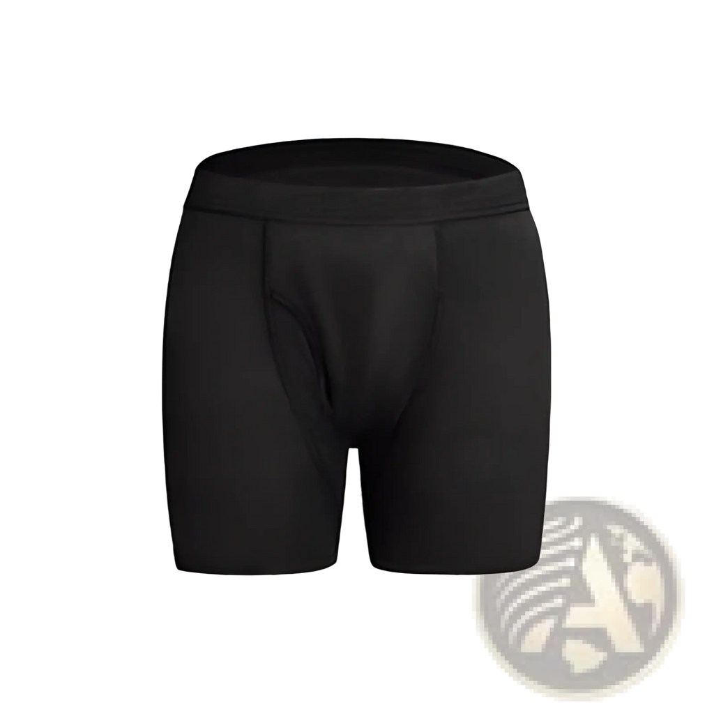 Black incontinence briefs absorbent athletic boxer underwear with smooth form-fitting fabric and elastic waistband
