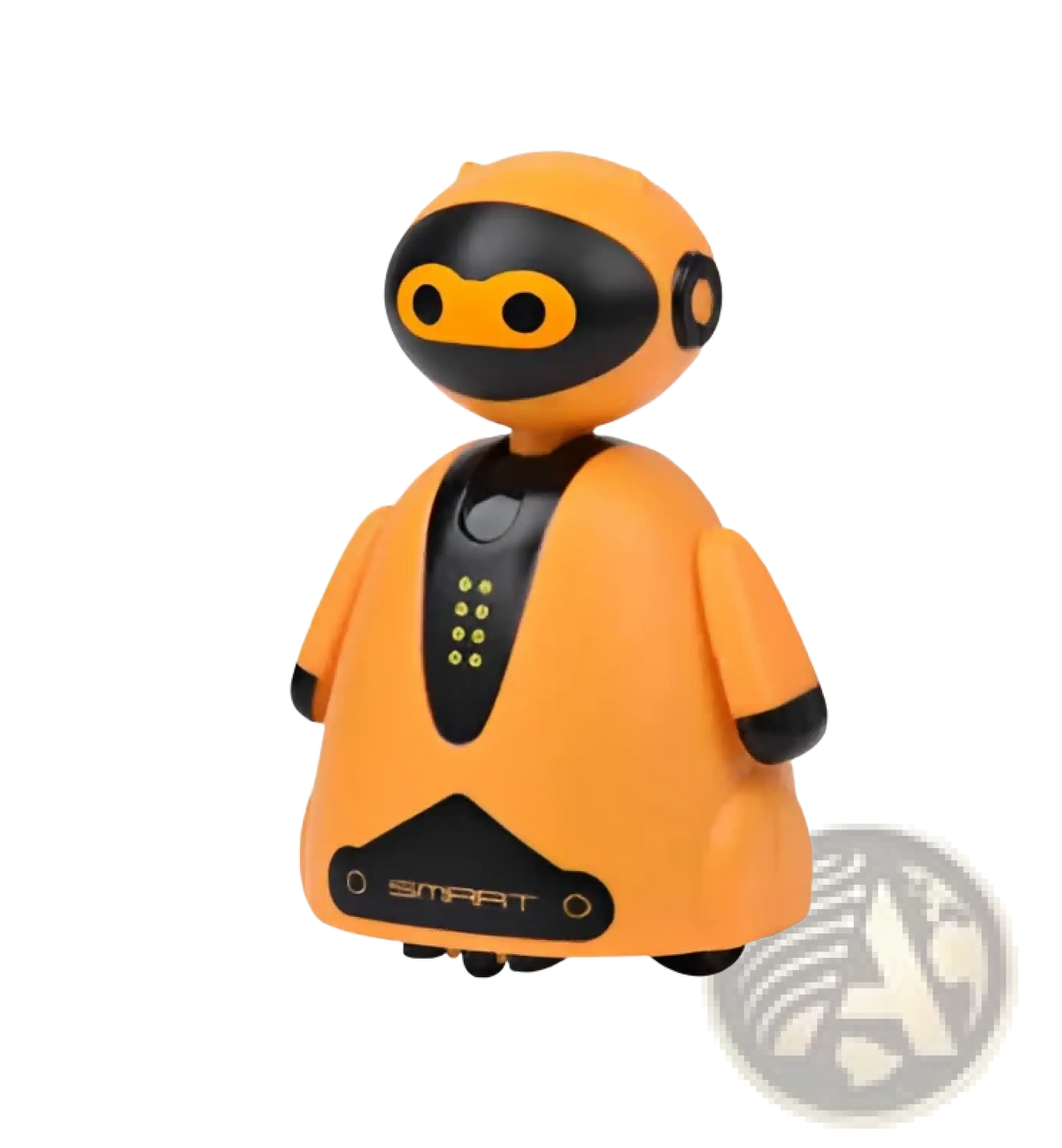 Orange and black inductive magic pen toy truck following car with a rounded head and glowing green chest lights smart design