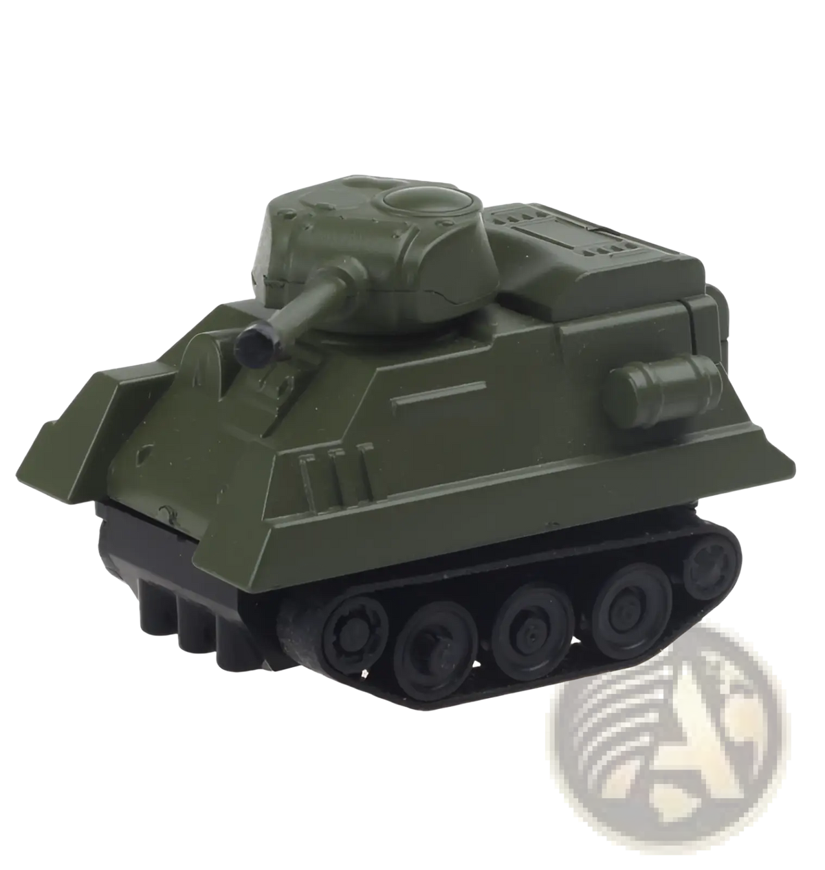 Olive green plastic inductive magic pen toy tank with black tracks and detailed turret for following car play
