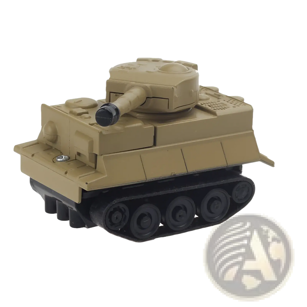 Tan plastic toy tank with black tracks and detailed turret for inductive magic pen toy truck following car product