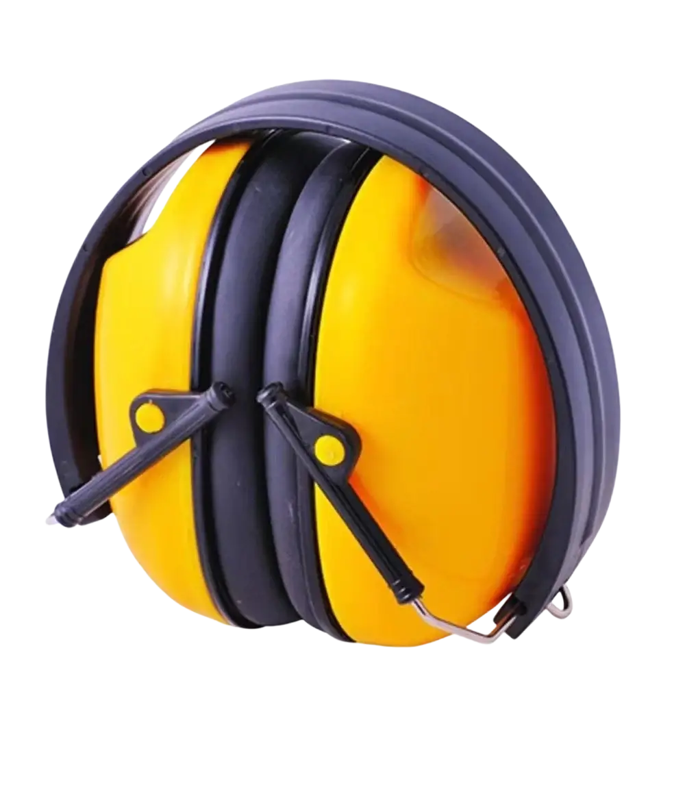 Bright yellow and black industrial noise reducing earmuffs with padded design for factory direct sales noise protection