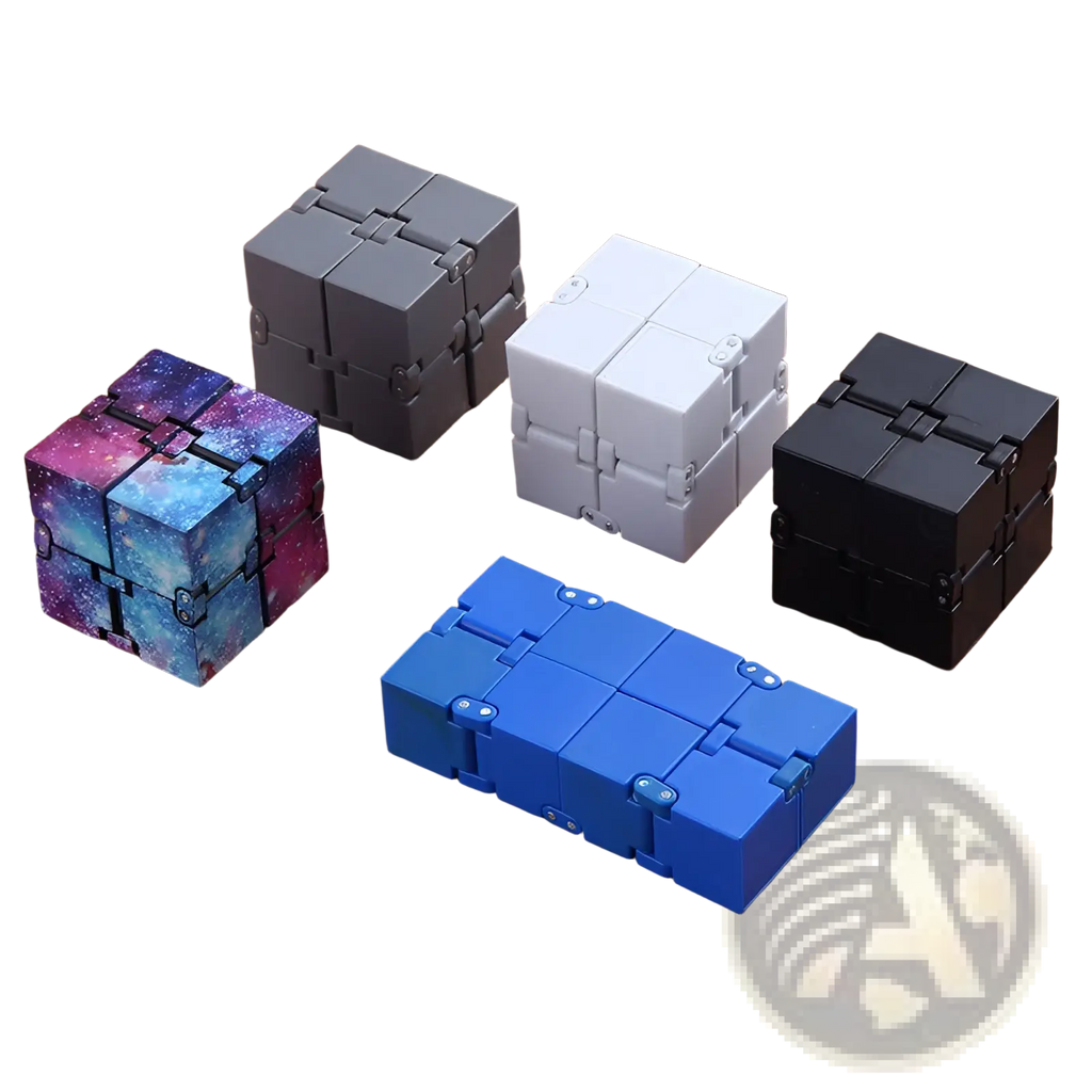 Galaxy-themed colorful plastic infinity cube fidget toy for stress relief and ADHD with a cosmic design