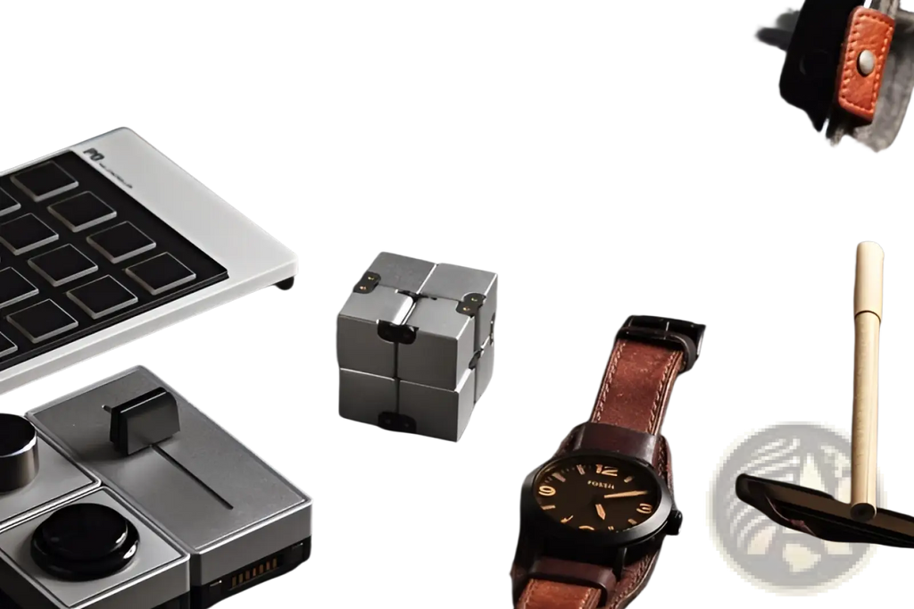 Silver metallic infinity cube fidget toy with black hinges zinc alloy stress relief square with geometric design