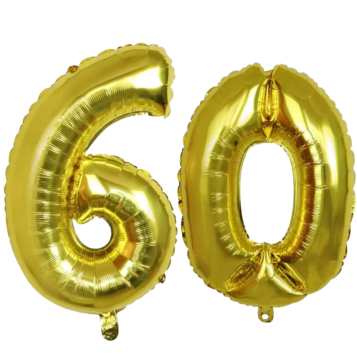 Shiny gold foil inflatable birthday photo frame and number balloons shaped as 60 measuring 32 inches