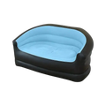 Inflatable camping sofa black cream outdoor recliner with black exterior light blue cushioned seating area