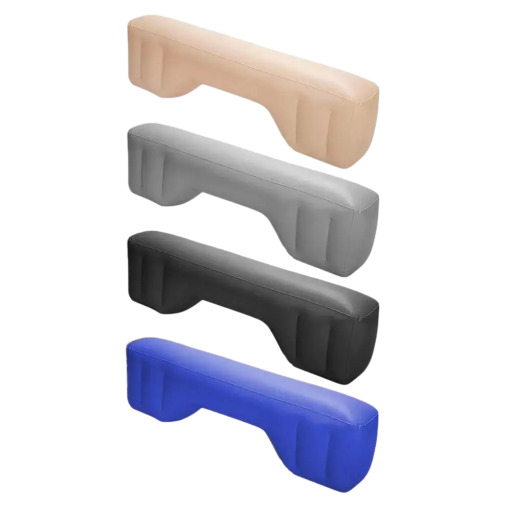 Inflatable car air mattress back seat travel bed with beige gray black and blue inflatable seat armrest covers