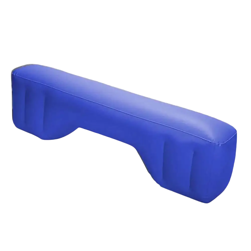 Blue inflatable phone-shaped stress ball made of soft material for use with inflatable car air mattress back seat travel bed