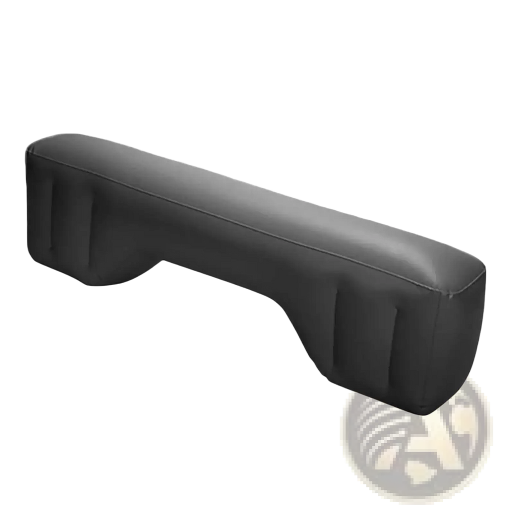 Black padded phone handset cover with smooth glossy finish and stitched edges for inflatable car air mattress back seat travel bed