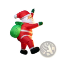 Inflatable dabbing santa claus yard decoration in red and white with green sack for outdoor holiday use