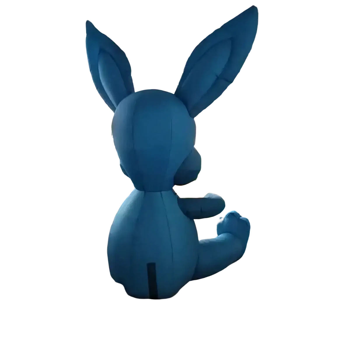 Blue inflatable easter bunny with long ears and soft plush texture for easter bunny carrot party decoration