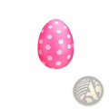 Inflatable easter egg yard decoration in pink with white polka dots made of durable inflatable material for outdoor use