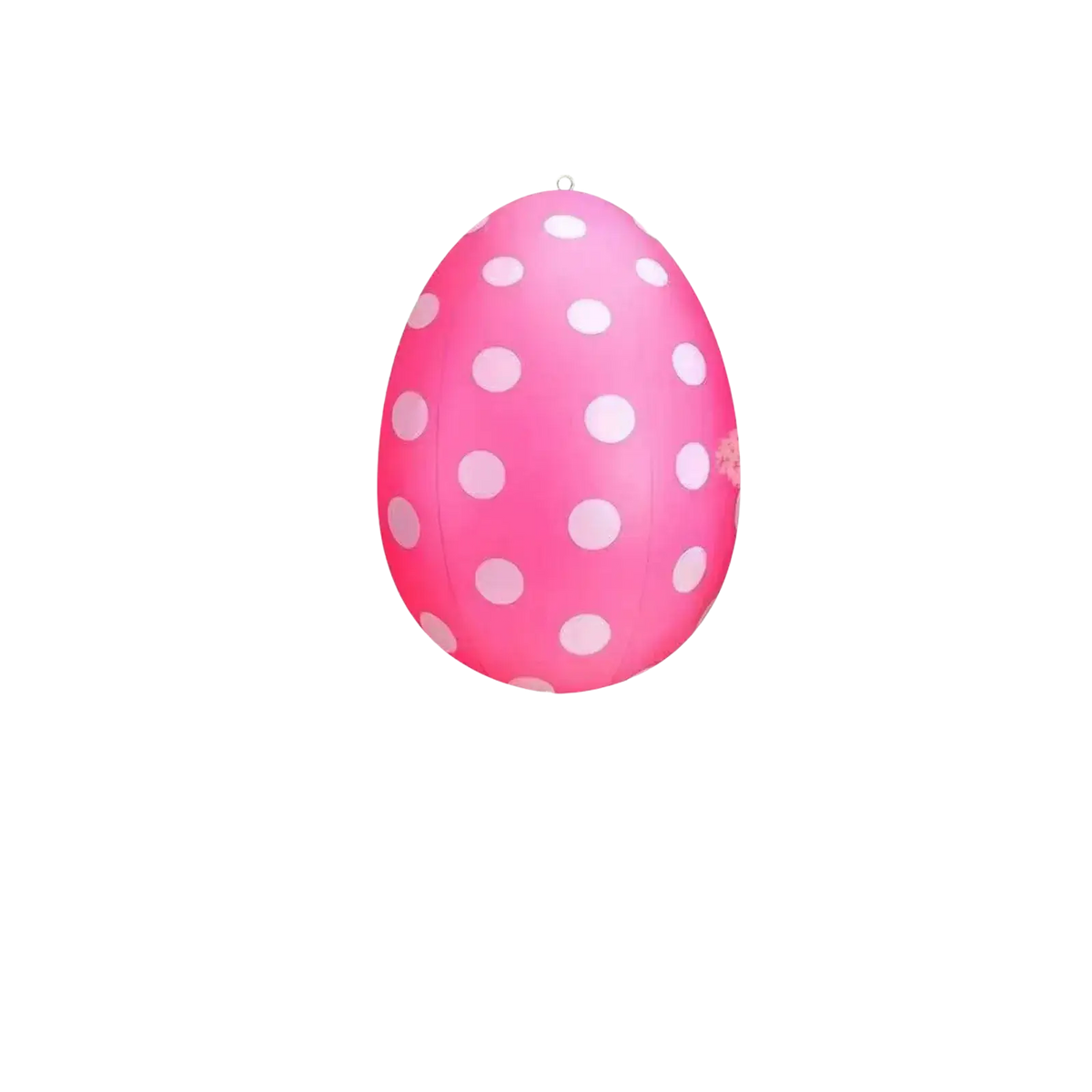 Inflatable easter egg yard decoration in pink with white polka dots made of durable inflatable material for outdoor use