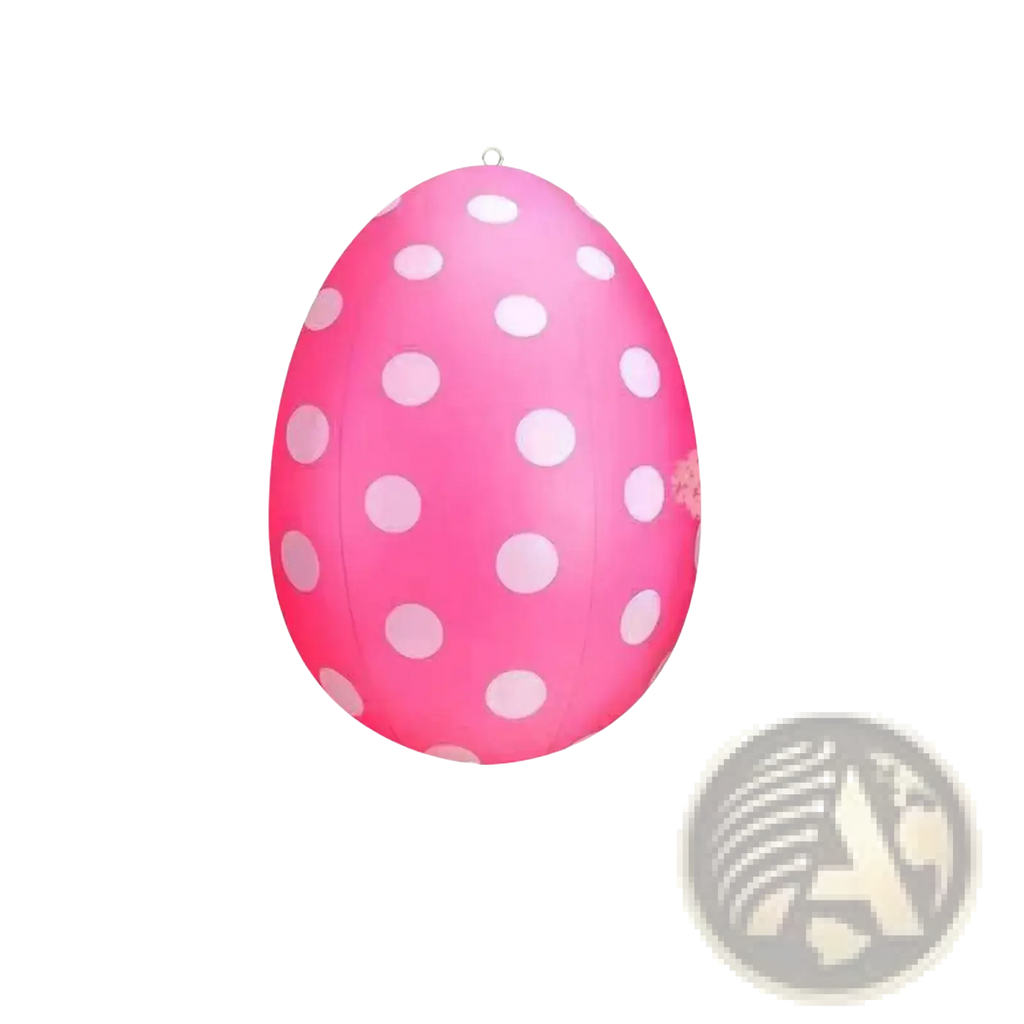 Inflatable easter egg yard decoration in vibrant pink with white polka dots measuring 40cm in height