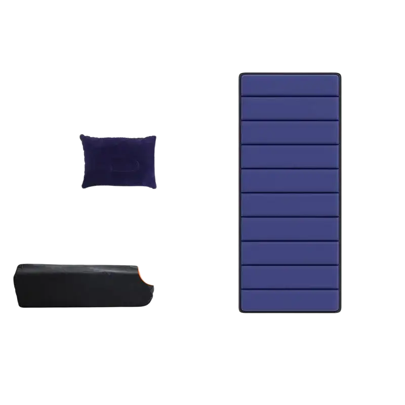 Deep blue 10mm thick inflatable outdoor garden bed with segmented design offers comfort and portability selling points