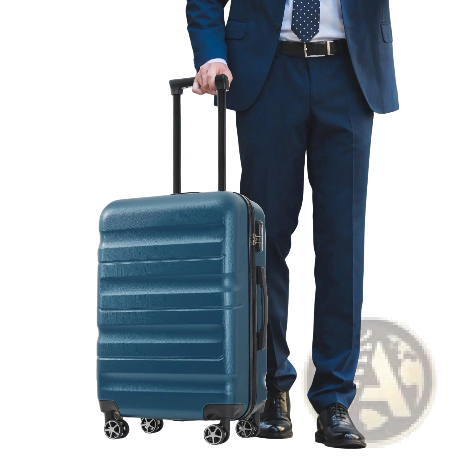 Inky blue abs hardshell suitcase with retractable handle and four spinner wheels from 12 piece luggage set
